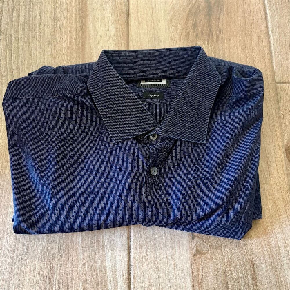 Bugatti Men's Slim Fit Dress Shirt XL Blue Long Sleeve Textured